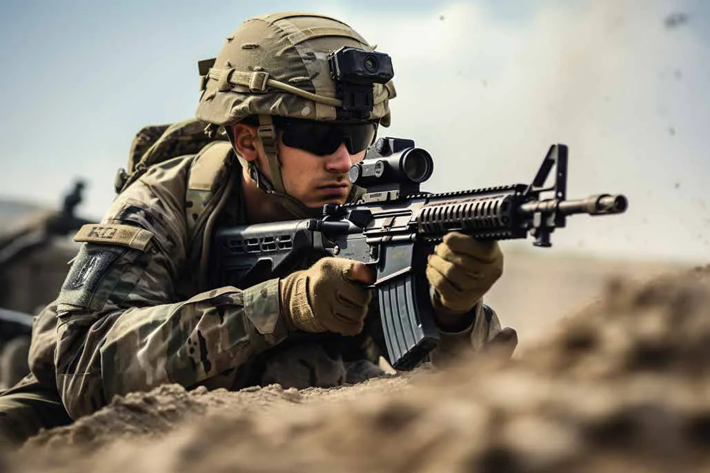 Combat helmet in operational use